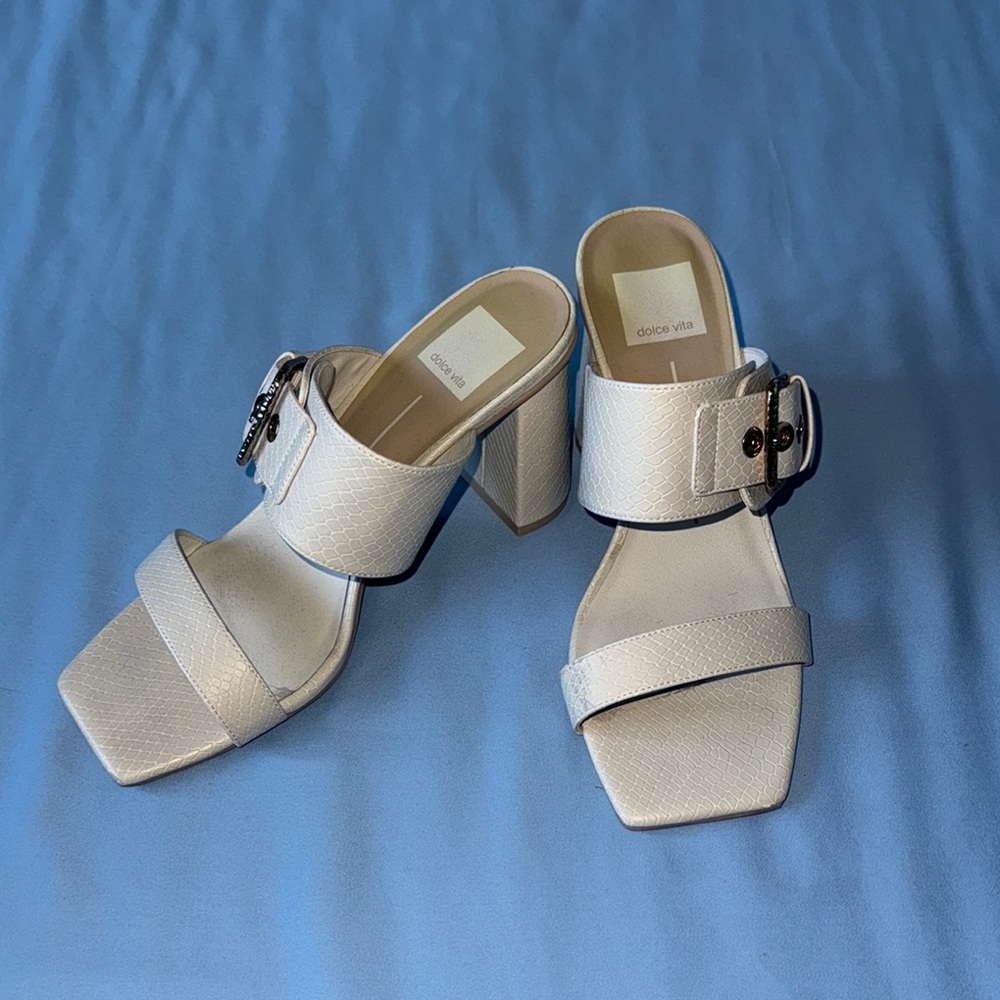 Dolce Vita Cream Mules with Block Heel